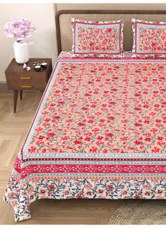RajasthaniKart RajasthaniKart Pure Cotton 180 TC King Size BEDSHEET with 2 Pillow Cover - 90X108 (Suitable for King Size Bed Sheet or Double Bed, Orange) PSP101  - Image 3