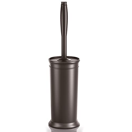 UPTRONIC Toilet Brush, Toilet Bowl Brush with Extra Long Handle Durable Bristles Toilet Scrubber and Covered Holder for Toilet Brush Set for Bathroom Cleaning (Brown, 1 Set) - Image 1