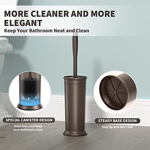 UPTRONIC Toilet Brush, Toilet Bowl Brush with Extra Long Handle Durable Bristles Toilet Scrubber and Covered Holder for Toilet Brush Set for Bathroom Cleaning (Brown, 1 Set) - Image 5