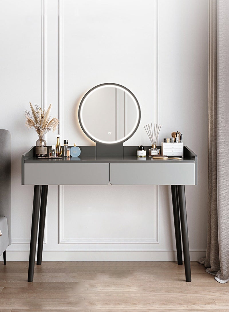 Home Bedroom Dressing Table Storage Cabinet with LED Hd Makeup Mirror, 2 Drawers Dressing Table With Drawers Vanity Table Beautiful Makeup Table 100*40*116CM