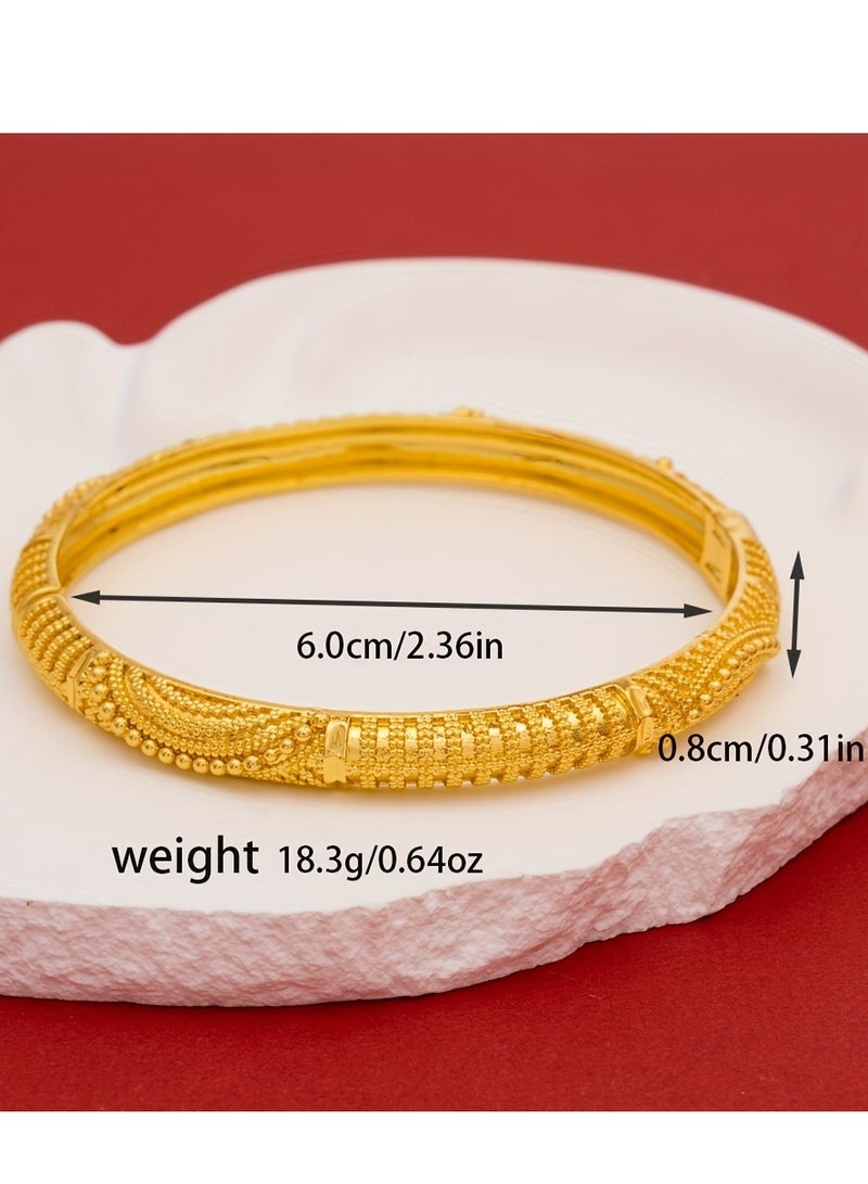 FASHION Round Bead Dotted Line Carved Pattern Bracelet, Women's High-End Environmentally Friendly Copper Fashion Bracelet  - Image 2