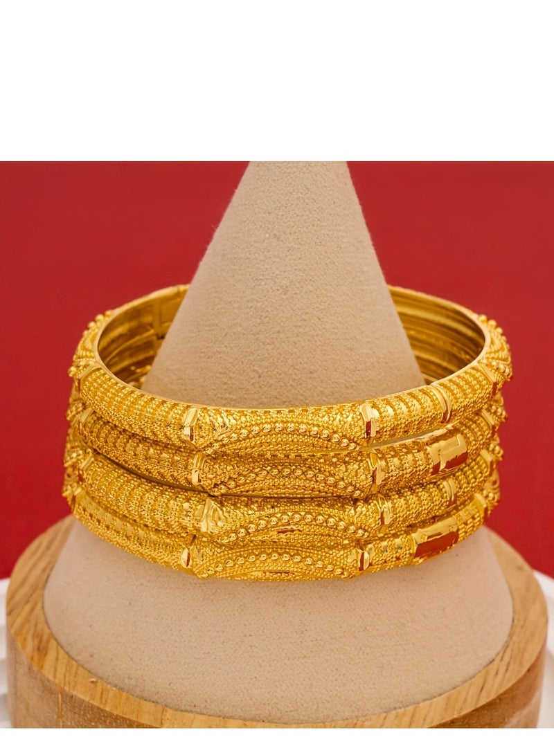 FASHION Round Bead Dotted Line Carved Pattern Bracelet, Women's High-End Environmentally Friendly Copper Fashion Bracelet  - Image 5