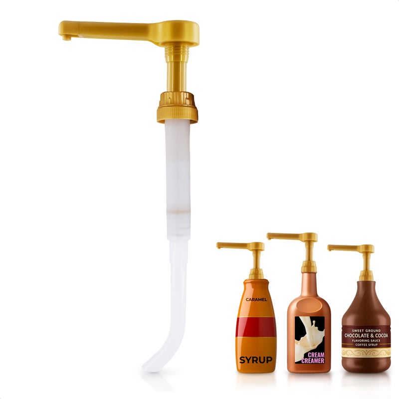 ALPENKOK Sauce Pump Dispenser â€“ Works with Torani, DaVinci (64oz), & Ghirardelli (87-90oz) Bottles | Pump for Coffee Syrup Bottle | Precise Dispensing 0.5oz & Lockable Design â€“ Long Tube with Adjustable Length - Image 1