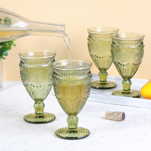 Darlion Goblet, Goblet Glasses, Green Goblets, Wine Goblets, Wine Glasses Set of 4, 12oz Water Goblets, Green Wine Glasses for Party Home Wedding - Image 4