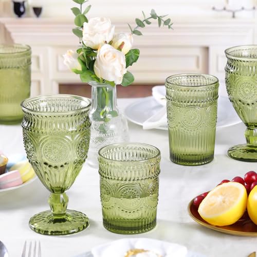 Darlion Goblet, Goblet Glasses, Green Goblets, Wine Goblets, Wine Glasses Set of 4, 12oz Water Goblets, Green Wine Glasses for Party Home Wedding - Image 5