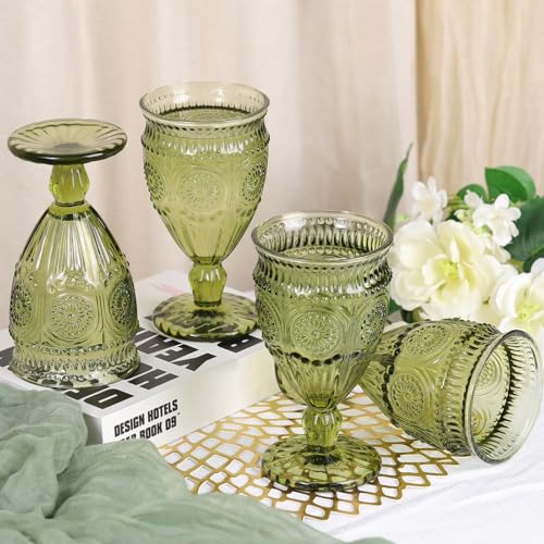 Darlion Goblet, Goblet Glasses, Green Goblets, Wine Goblets, Wine Glasses Set of 4, 12oz Water Goblets, Green Wine Glasses for Party Home Wedding - Image 3