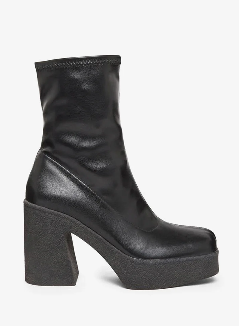 Styli Mid Calf Platform Heel Boots