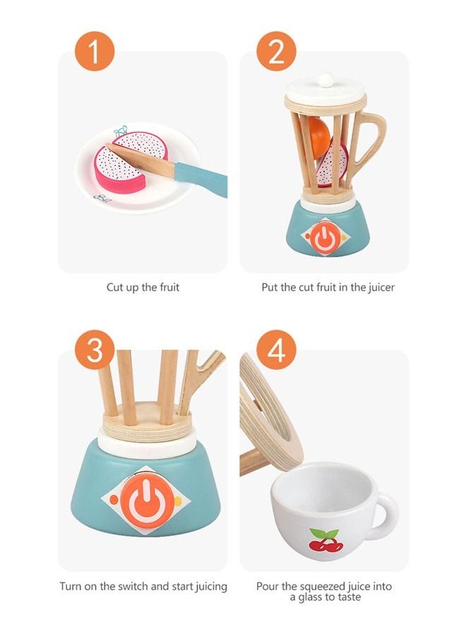 JSAITOYS - Wooden Machine Juicer Toy With Fruits And Tools Play Kitchen Accessories - Image 1