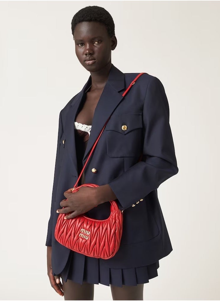 MIU - MIU Wander quilted nappa leather hobo Crossbody Shoulder Bag Red - Image 1
