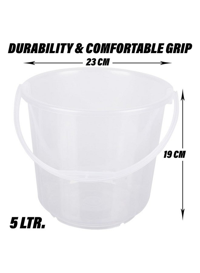 Kuber Industries Bucket | Plastic Bucket for Mopping | Bucket for Cleaning | Storage Container Bucket | Water Storage Bucket | Bathroom Bucket | Plain Bucket | 5 LTR | Transparent - Image 3