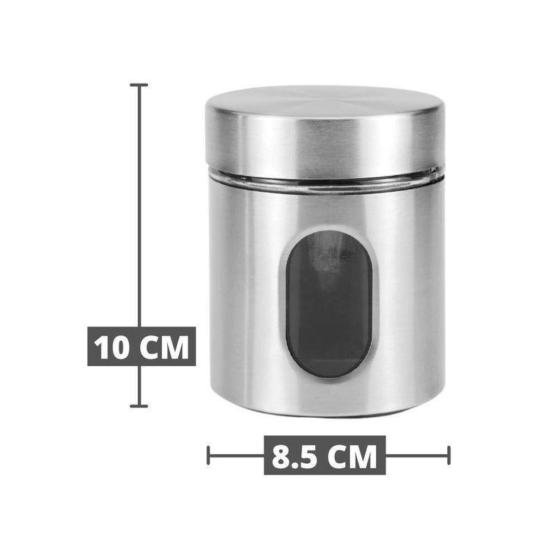 ARUZEN Clear Glass Steel Window Jars for Kitchen Storage 300 ML Set of 12 pcs - Image 2