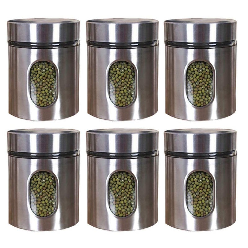ARUZEN Clear Glass Steel Window Jars for Kitchen Storage 300 ML Set of 12 pcs - Image 3