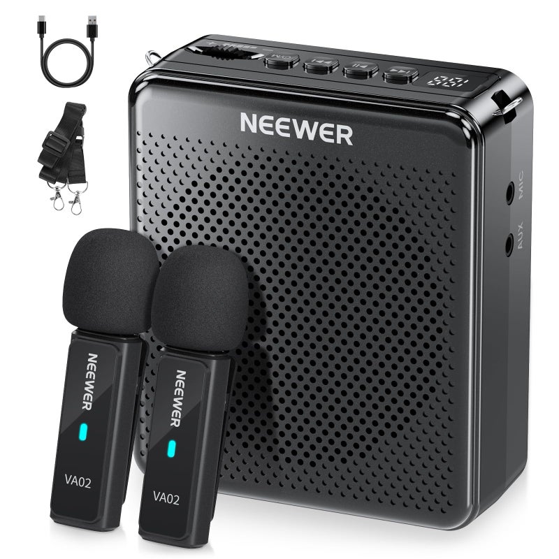 NEEWER VA02 Voice Amplifier with Wireless Microphone Portable Mini USB C Rechargeable Noise Cancelling Sound Speaker Megaphone Mic Set 10Hrs 15m Range for Classroom Teachers Trainers Tour Guides - Image 2