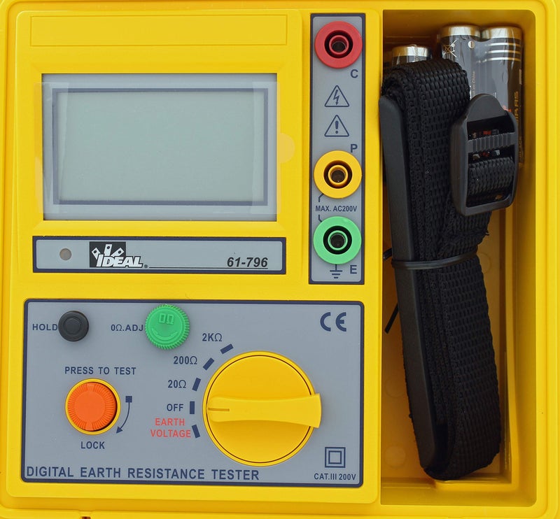 Ideal Industries IDEAL Electrical 61-796 Earth Ground Resistance Tester, 3-Pole, Carrying Case Included,Yellow,Green,Red - Image 4
