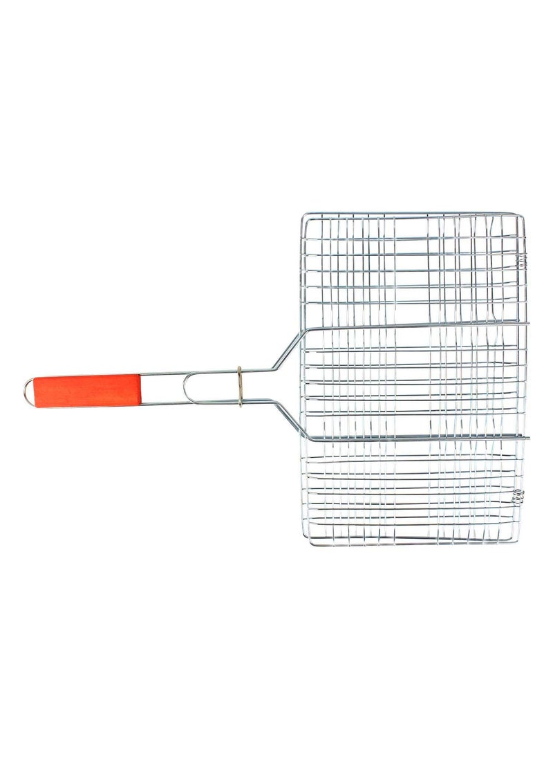 APURK APURK Stainless Steel Portable Barbecue BBQ Grill Net Grilling Tray Chromium Plated with Wooden Handle Portable Barbeque Mesh Grill BBQ Basket Pan for Vegetables Fish Shrimp  - Image 2
