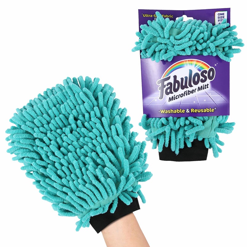 Fabuloso Microfiber Cleaning Mitt, Teal, One Size Fits All - Lint-Free, Scratch-Free Glove for Surfaces and Furniture - Dustless Hand Cloth for Bold & Bright Experience - Image 2