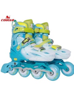 Cougar Roller Skate Shoe Cougar Model 333 For Adult Adjustable Roller Skates with 4 Illuminating Pu Wheels, Outdoors and Indoors Roller Blades for Boys Girls Beginners Color : blue Size : 32-35  - Image 1