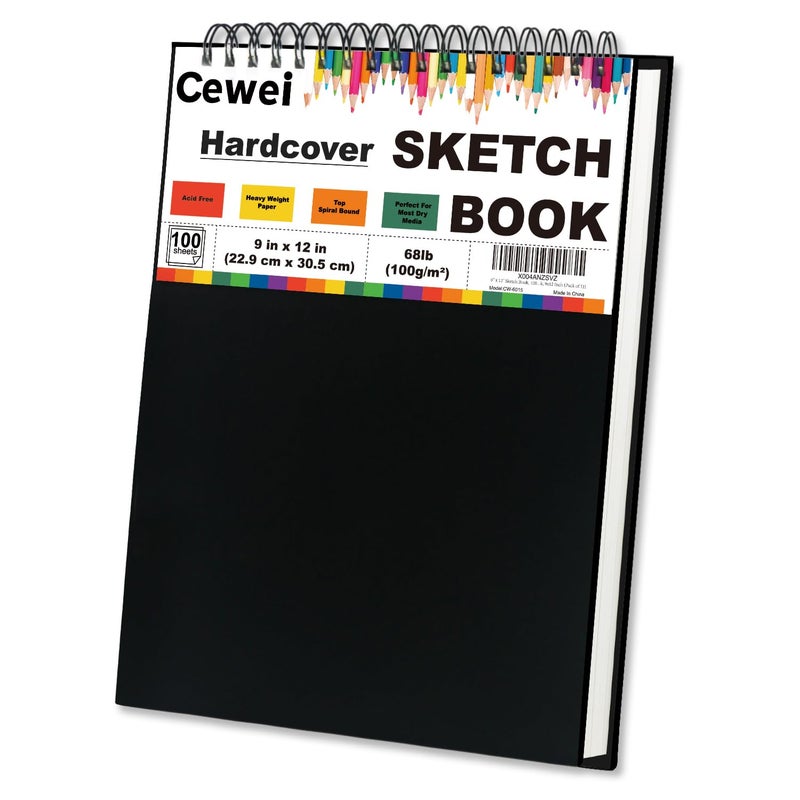 9 x 12 Sketch Book Top Spiral Sketchbook 100 Sheets Sketch Pad 68 lb100 GSM Drawing Paper Pad Drawing Pad for Kids Artist Sketchbook for Drawing Illustration Art Supplies