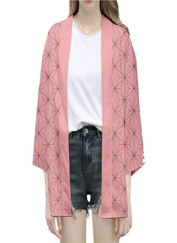 Eckek - Men Women Anime Kimono Kamado Robe Japan Cosplay Costume Cardigan Demon Slayer Kimetsu No Yaiba Haori Yukata Unisex Cool Top Coat - Image 1