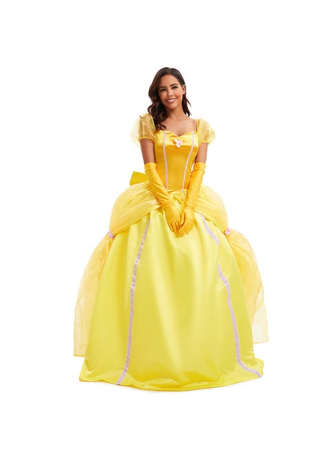 Halloween costumes cross-border wholesale beauty and beast Belle princess dress cosplay a generation of hair 9011 Bell Princess Dress Gloves 9011 Bell Princess Dress Gloves