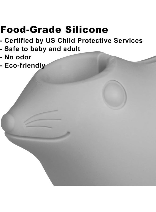 جايم إكسل Bath Spout Cover, Tub Faucet Cover Baby - Bathtub Faucet Cover for Kids - Kids Bathroom Accessories Tub Faucet Protector for Baby - Soft Silicone Spout Cover Gray Sea Lions - Image 2