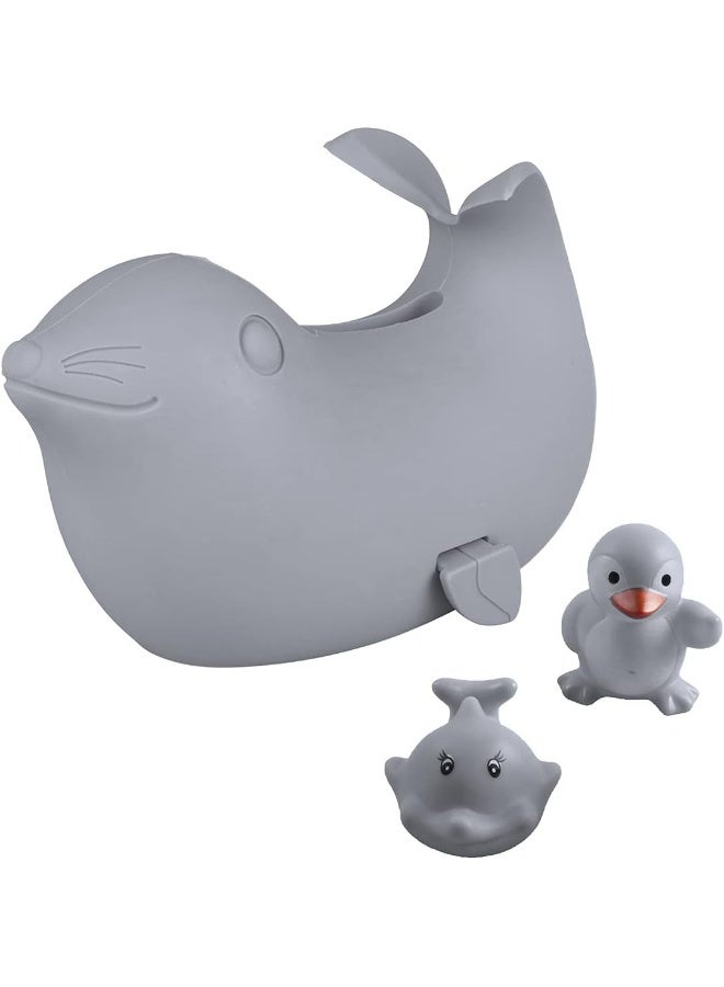 جايم إكسل Bath Spout Cover, Tub Faucet Cover Baby - Bathtub Faucet Cover for Kids - Kids Bathroom Accessories Tub Faucet Protector for Baby - Soft Silicone Spout Cover Gray Sea Lions - Image 1