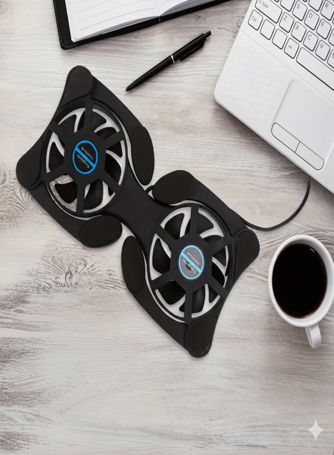 Mini Laptop Cooling Fan Stand Usb with Foldable Cooling Pad & Portable Exhaust System – Quiet Operation, USB-A Plug & Play for Notebook PCs, Tablets, Smartphones – Compact Computer Cooler (Cable Included) - Image 1