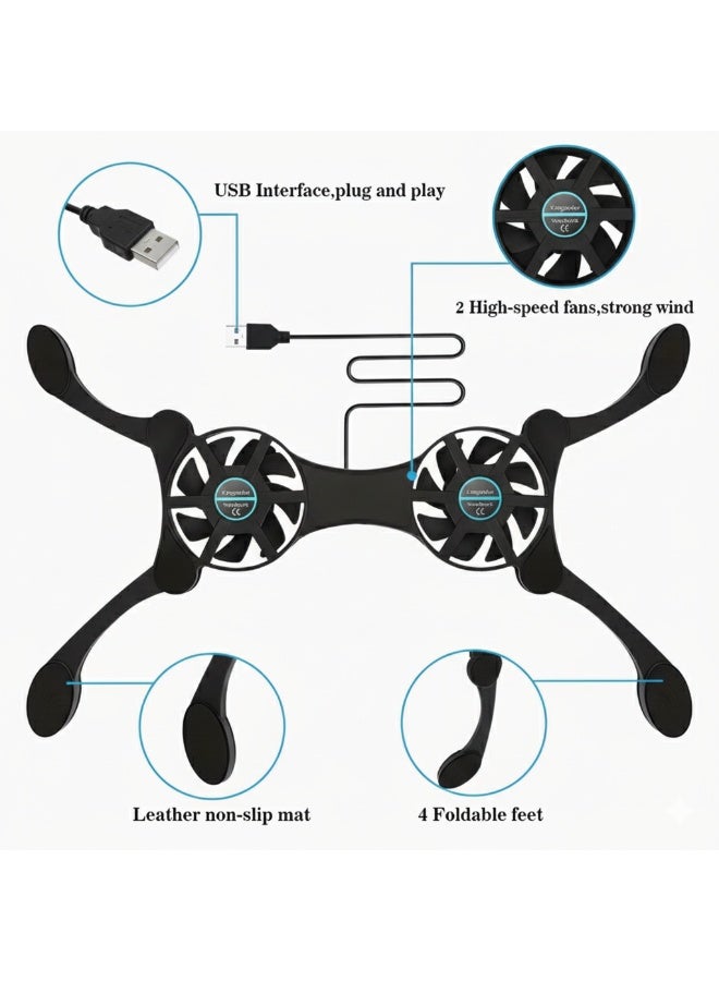 Mini Laptop Cooling Fan Stand Usb with Foldable Cooling Pad & Portable Exhaust System – Quiet Operation, USB-A Plug & Play for Notebook PCs, Tablets, Smartphones – Compact Computer Cooler (Cable Included) - Image 4