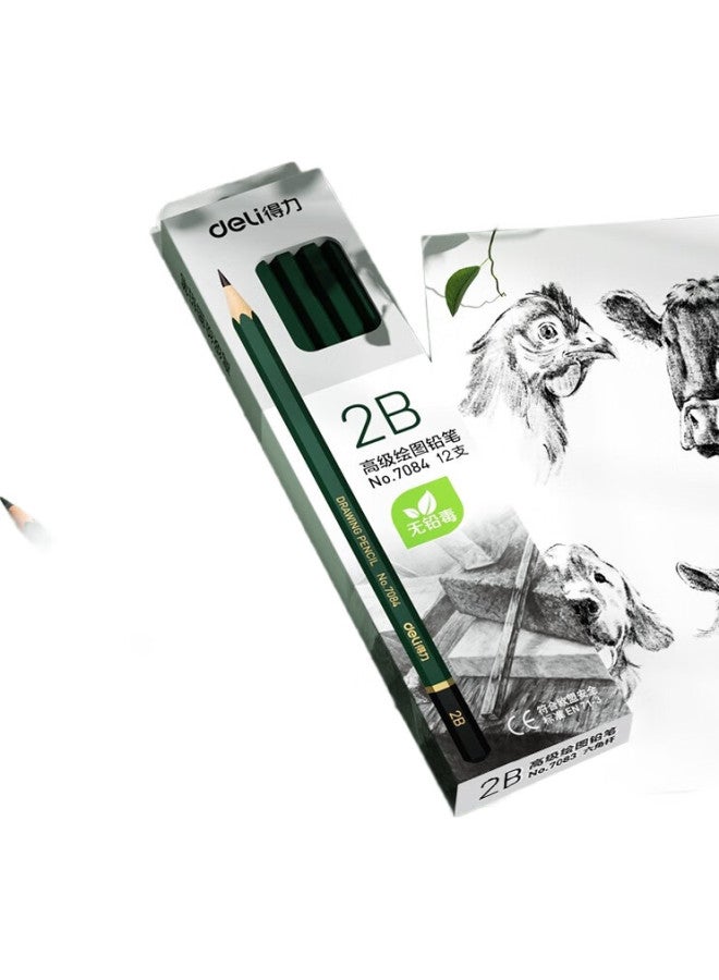 Deli 2B Sketching Drawing Pencils, Hexagonal Student Pencils, Exam-Specific Pencils For Answer Sheets, Gift Pencils, 12 Pencils/Box, 7084 Student Back-To Gift - Image 3