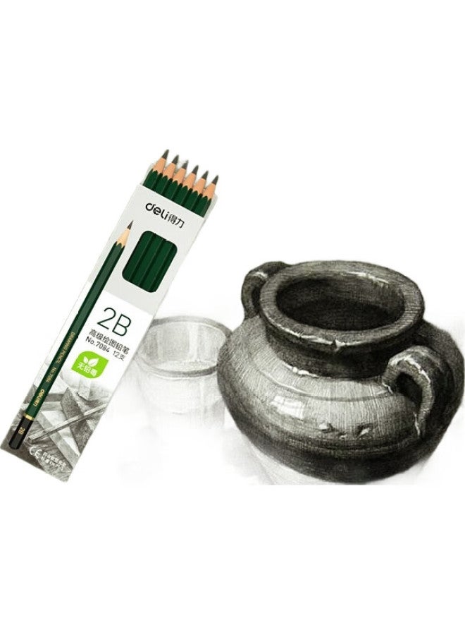 Deli 2B Sketching Drawing Pencils, Hexagonal Student Pencils, Exam-Specific Pencils For Answer Sheets, Gift Pencils, 12 Pencils/Box, 7084 Student Back-To Gift - Image 1