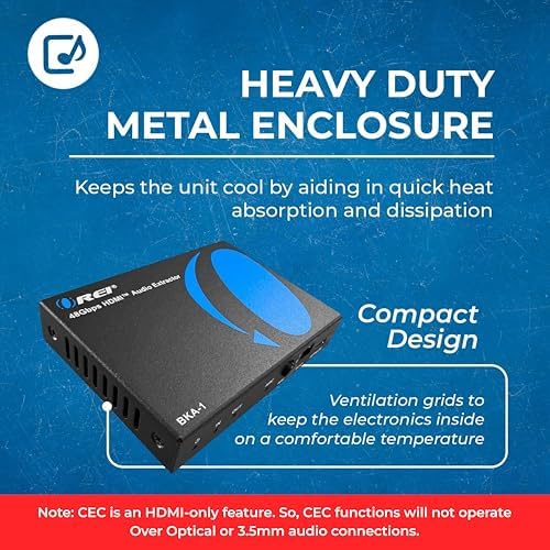 OREI 8K Audio Extractor HDMI UltraHD 4K 120Hz 48G HDMI 21 Audio Converter for PS5 SPDIF 35mm Output HDCP 23 Dolby DigitalDTS Passthrough CEC HDR Dolby Vision ARC HDR10 BKA1 - Image 3