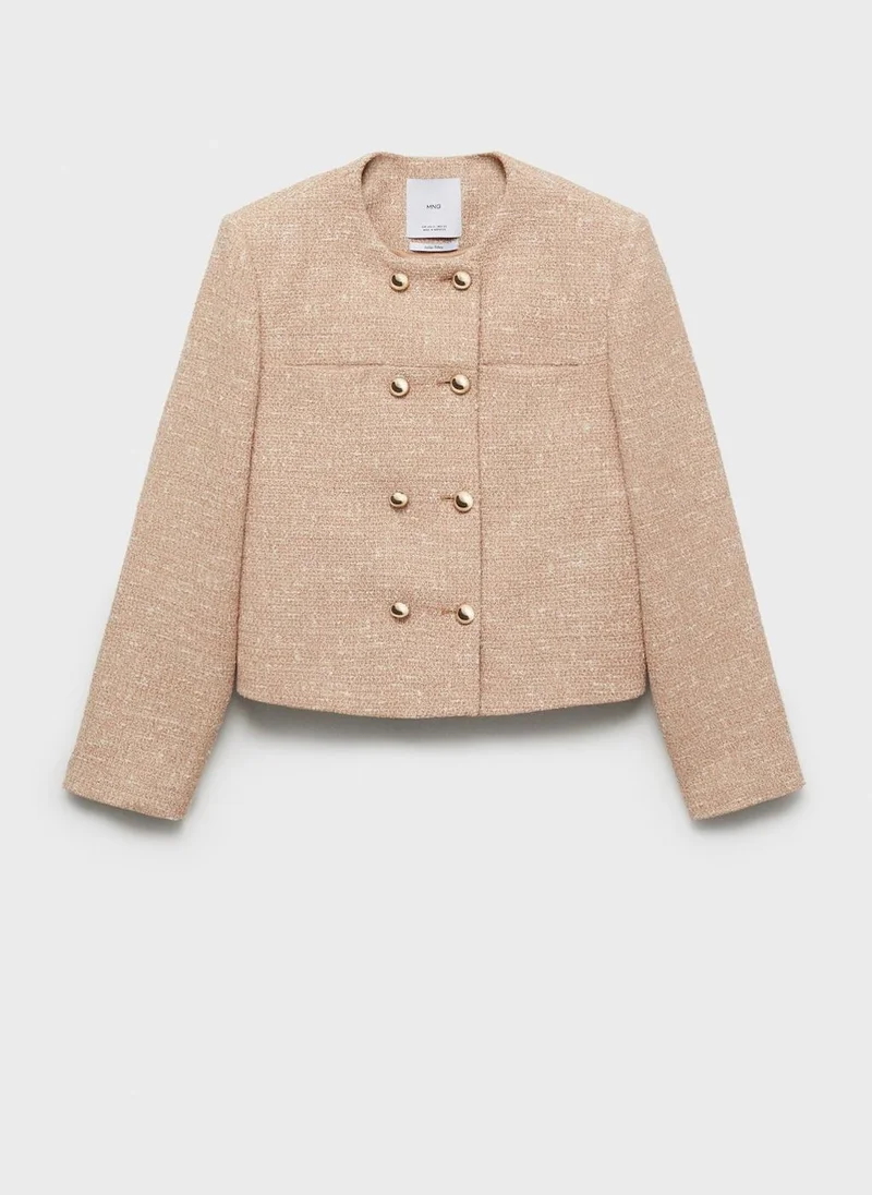 مانجو Double-Breasted Tweed Jacket