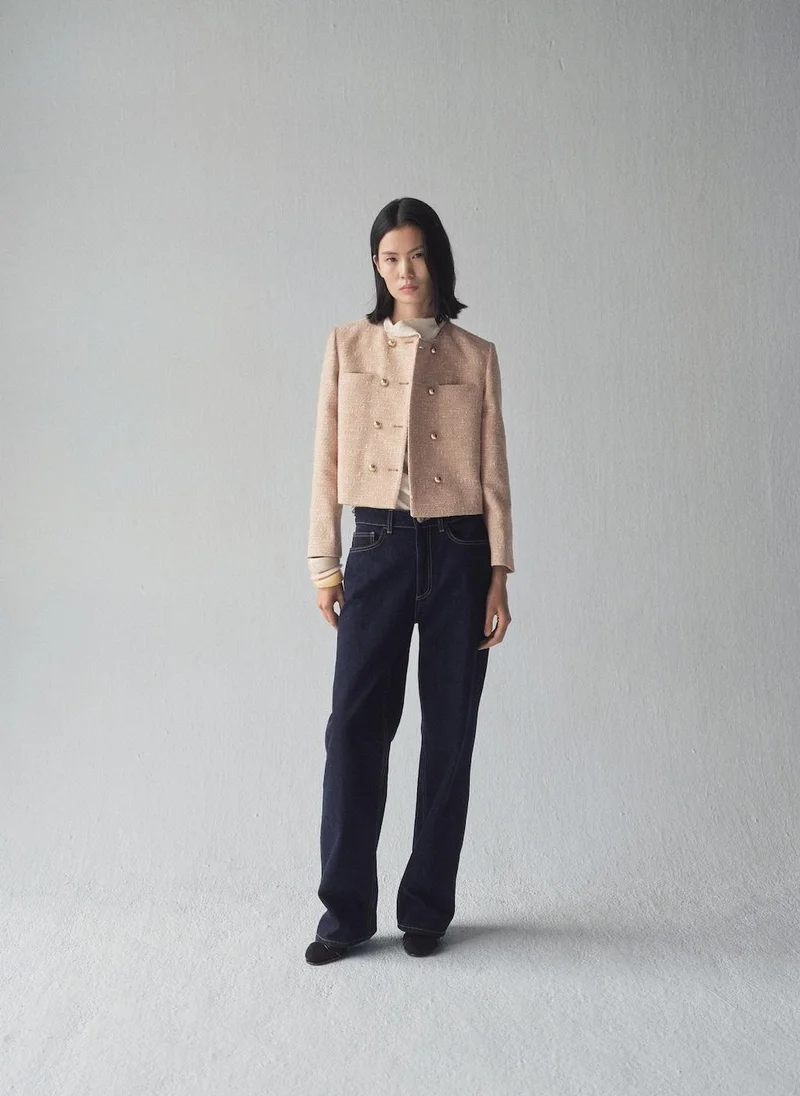 مانجو Double-Breasted Tweed Jacket