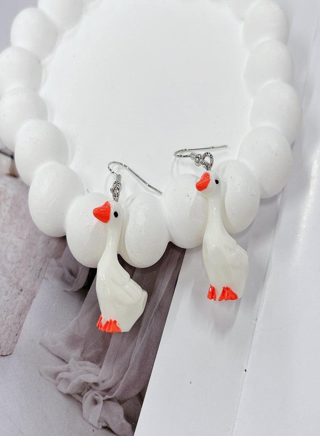 Cykdohy Cute Duck Dangle Drop Earrings for Women Funny Lovely Resin Ducky Dangling Cartoon Novelty Duckie Hook Lightweight Handmade Statement Earring Creative Aesthetic Jewelry for Animal Lover - Image 4