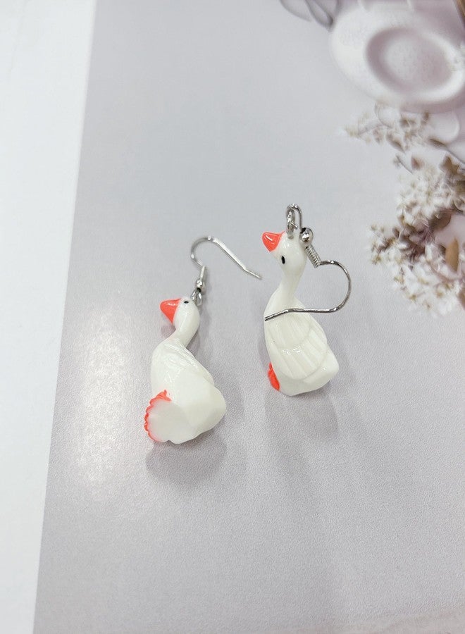 Cykdohy Cute Duck Dangle Drop Earrings for Women Funny Lovely Resin Ducky Dangling Cartoon Novelty Duckie Hook Lightweight Handmade Statement Earring Creative Aesthetic Jewelry for Animal Lover - Image 5