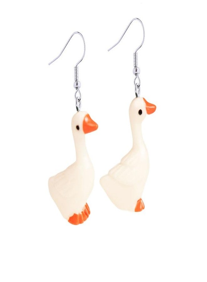 Cykdohy Cute Duck Dangle Drop Earrings for Women Funny Lovely Resin Ducky Dangling Cartoon Novelty Duckie Hook Lightweight Handmade Statement Earring Creative Aesthetic Jewelry for Animal Lover - Image 1