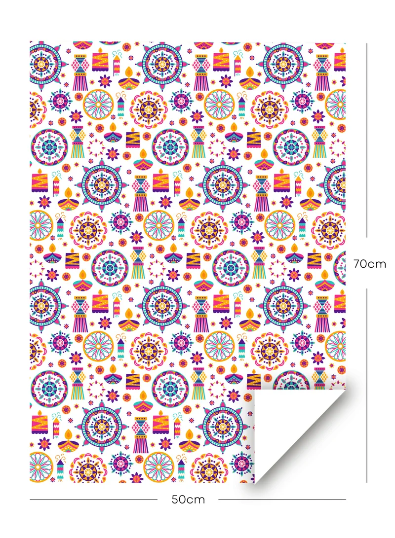Share the Love Share the Love Gift Wrapping Paper Pack – 4 Sheets (50 × 70 cm Each), Colorful Mandala &amp; Lantern Design on White – Premium Festive Wrapping Paper for Diwali, Weddings &amp; Special Occasions