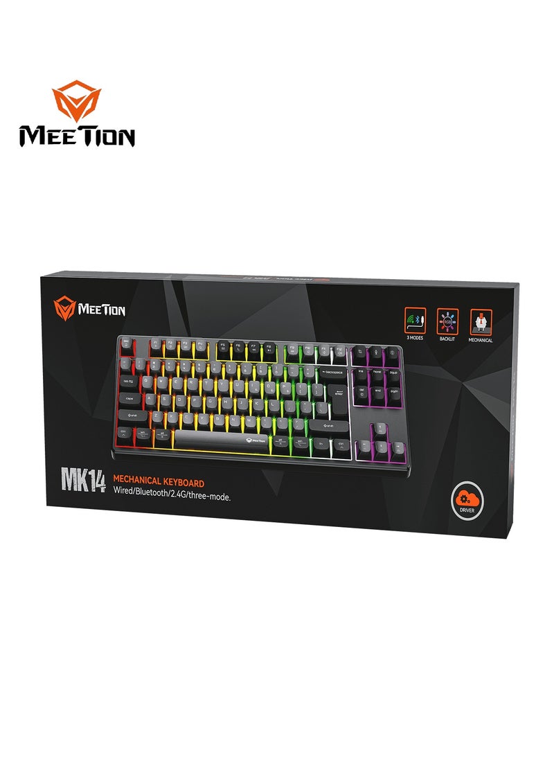 Meetion - Meetion TKL Triple-Mode Wireless RGB Mechanical Keyboard MK14 TKL 87 Keys Layout Full Key Hot-Swap Tri-Mode Connection - Image 1
