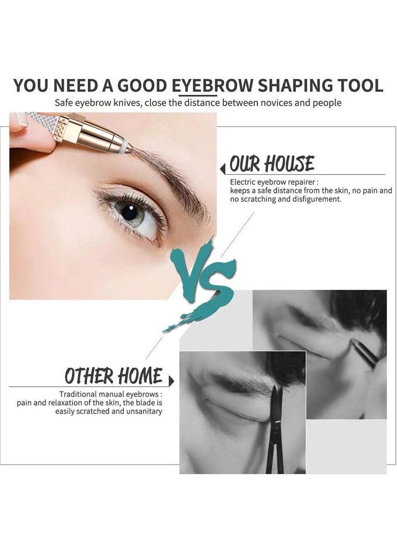 ماكينة تشذيب الحواجب وإزالة شعر الوجه للنساء، ماكينة حلاقة الحواجب ومزيل الشعر 2 في 1، ماكينة حلاقة قابلة لإعادة الشحن وغير مؤلمة للوجه والحاجب والشفاه والجسم والذقن والذراعين، مع ضوء LED مدمج - Image 4
