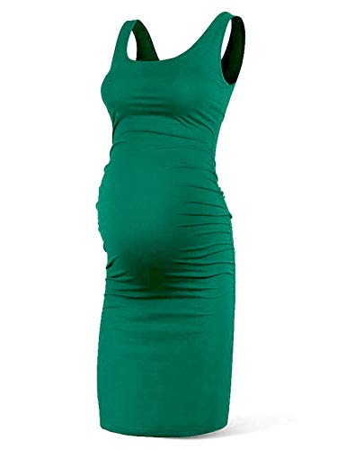 Rnxrbb Women Summer Sleeveless Maternity Dress Pregnancy Tank Scoop Neck Mama Clothes Casual Bodycon Clothing,Green M - Image 3