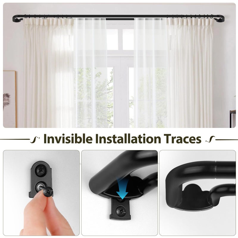 HOTOZON Double Curtain Rods 32 to 58 Inches, HOTOZON Blackout Double Curtain Rods for Windows 20 to 54 Inches (1.6-4.5 ft), 6/8 Inches Wrap Around Room Darkening Telescoping Drapery Rod, Black - Image 4