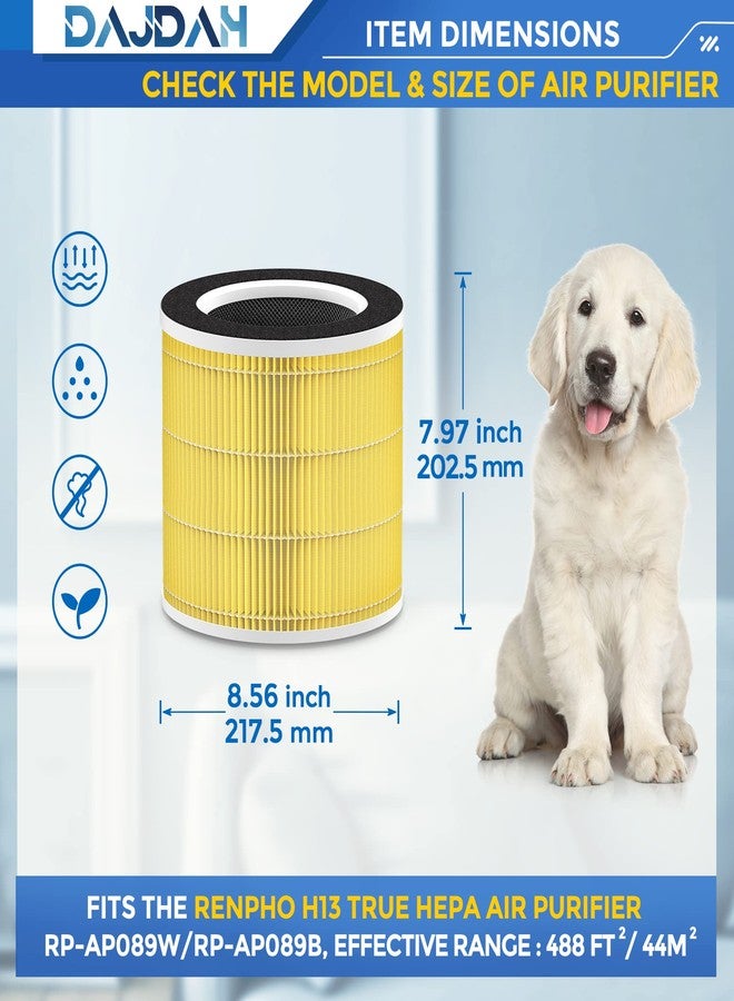 DAJDAH RP-AP089-F1 RP-AP089B Filter Compatible with RENPHO Air Purifier Replacement Filter RP-AP089 for RENPHO RP-AP089W RP-AP089B RP-AP089S with H13 True HEPA Especially for Pet Allergy, RP-AP089-F2, 1-Pack - Image 3