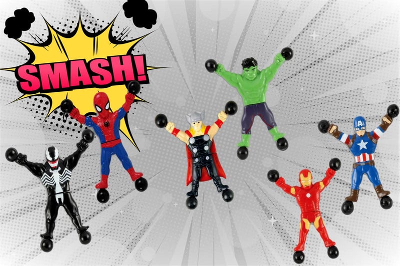 JA-RU Spiderman & Avengers Window Crawler Wall Climbers Rolling Sticky Toys (3 Pack, 6 Heroes) Marvel Avengers Superheroes Fidget Toy Wall Walker Climber Wacky Games Pinata Toys.ABC-6803-3 - Image 4