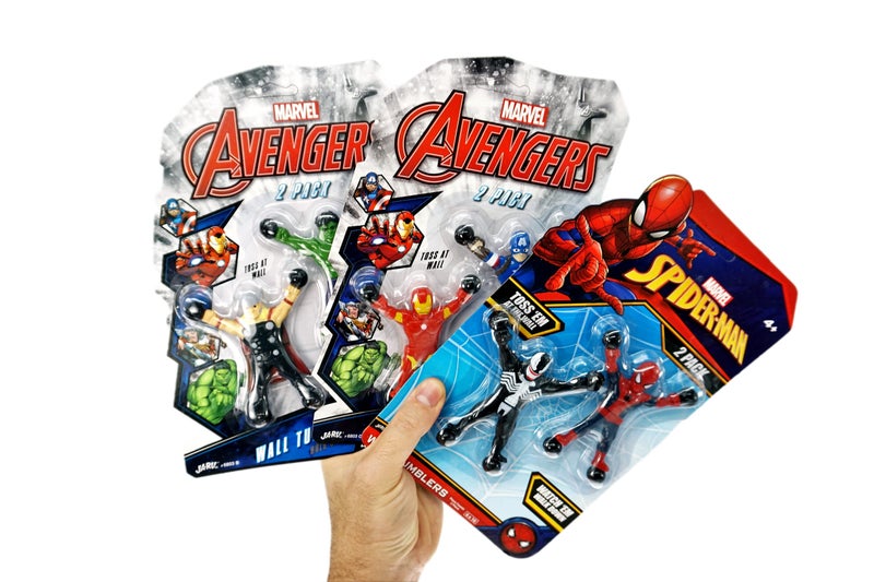JA-RU Spiderman & Avengers Window Crawler Wall Climbers Rolling Sticky Toys (3 Pack, 6 Heroes) Marvel Avengers Superheroes Fidget Toy Wall Walker Climber Wacky Games Pinata Toys.ABC-6803-3 - Image 2