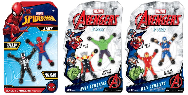 JA-RU Spiderman & Avengers Window Crawler Wall Climbers Rolling Sticky Toys (3 Pack, 6 Heroes) Marvel Avengers Superheroes Fidget Toy Wall Walker Climber Wacky Games Pinata Toys.ABC-6803-3 - Image 1