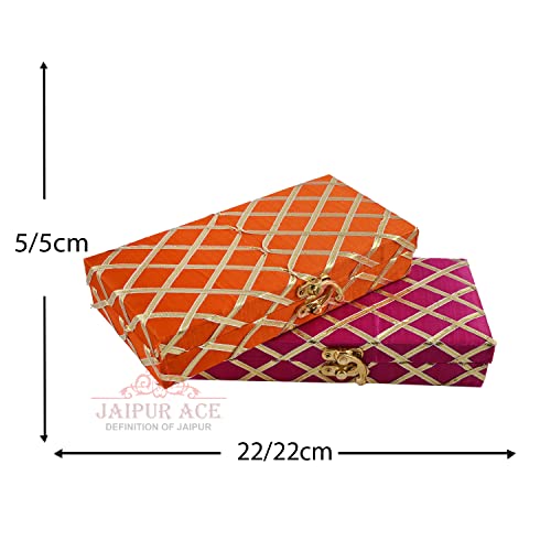 Jaipur Ace Wooden Decorative Shagun Cash Gift Box Pack of 2 | Jewellery Money Envelope Storage Box for Wedding Festive Gifting | Multipurpose Wooden Gift Box Assorted Colors - Image 2