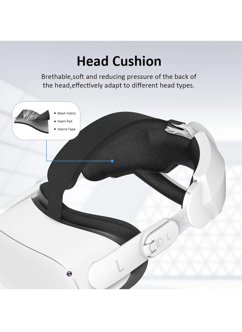 Elite Strap For Oculus Meta Quest 2 Oculus Quest 2, Adjustable Head Pad Head Extend Strap Replacement Provides Longer Enhanced Grip Comfortable Fit Balance   Support Better Comfort VR Accessory V2