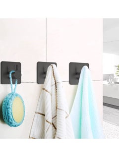 HomarKet Adhesive Hooks Heavy Duty Wall Hooks Waterproof Stainless Steel Hooks for Hanging Coat, Hat,Towel Robe Hook Rack Wall Mount- Bathroom and Bedroom 4-Packs Black  - Image 4