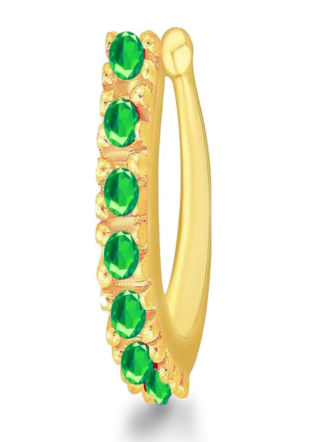 MEENAZ Traditional American diamond Jewellery Sania Mirza Clip on Pressing Type Without Piercing Gold Green AD CZ Nath Nose Ring Press pin Stud for Women Girls Wedding design- NATH COMBO -M157 - Image 3