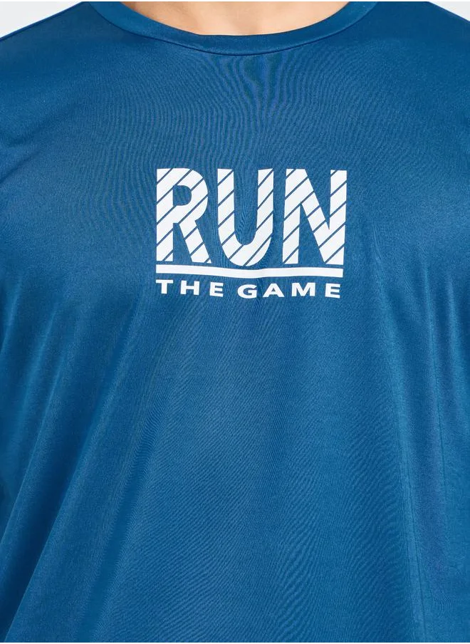 ستايلي Chest Slogan Print Workout T-Shirt